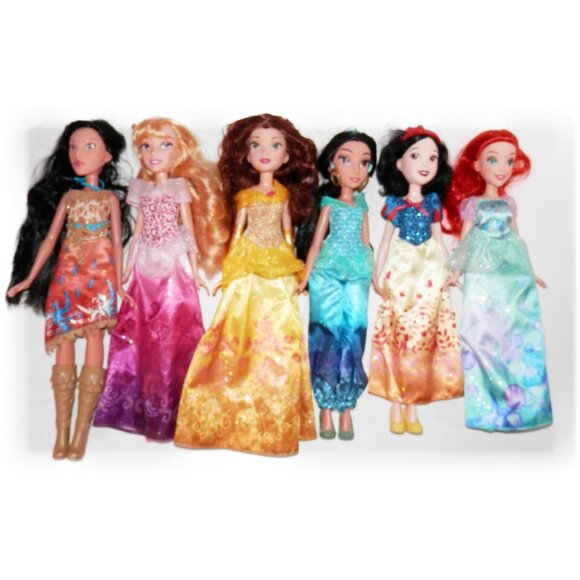 6 Disney Princess Hasbro Royal Shimmer Dolls Pocahontas Belle Jasmine Ariel - Picture 1 of 10